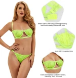 Neon Custom High Quality Beautiful Lingerie Lace Bra Set With Steel ring