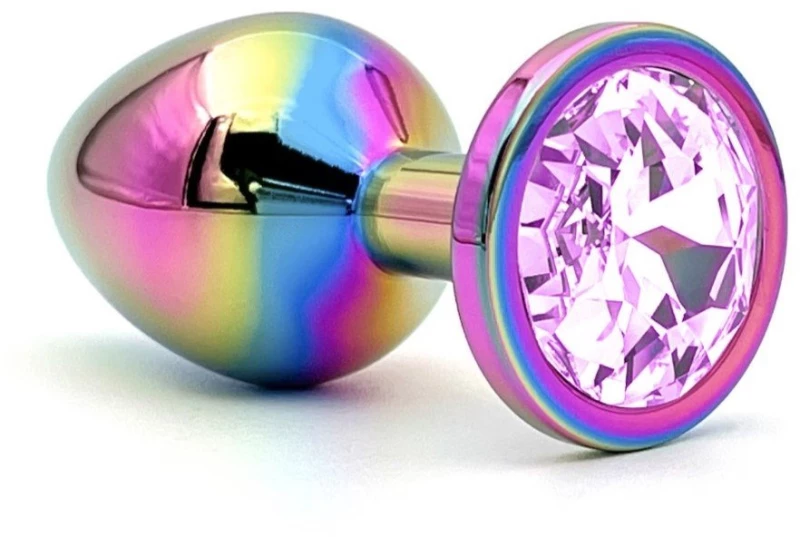 Dop Anal Metalic Medium Multicolor Piatra Roz Deschis