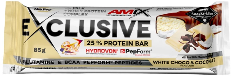 AMIX Nutrition Exclusive Protein Bar [85 Γραμμάρια] Λευκή σοκολάτα με καρύδα