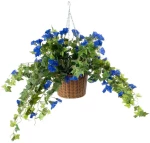 Τεχνητό Κρεμαστό Φυτό Morning Glory 20636 55cm Multi-Blue GloboStar Ξύλο,Ύφασμα