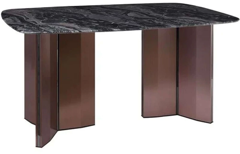 Τραπέζι Barry ΕΜ782,1 160x90x73cm Marble Black-Walnut Μέταλλο,Τεχνομάρμαρο