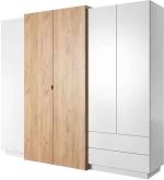 Ντουλάπα Πεντάφυλλη Edmond 162295959 230x51,6x202,2cm Oak-White Πεντάφυλλη