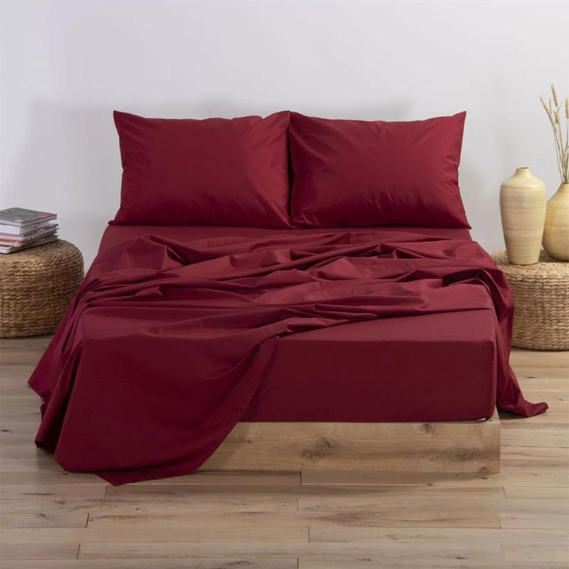 Σεντόνι Basic Με Λάστιχο Bordo Nef-Nef Homeware Διπλό 140x230cm 100% Βαμβάκι