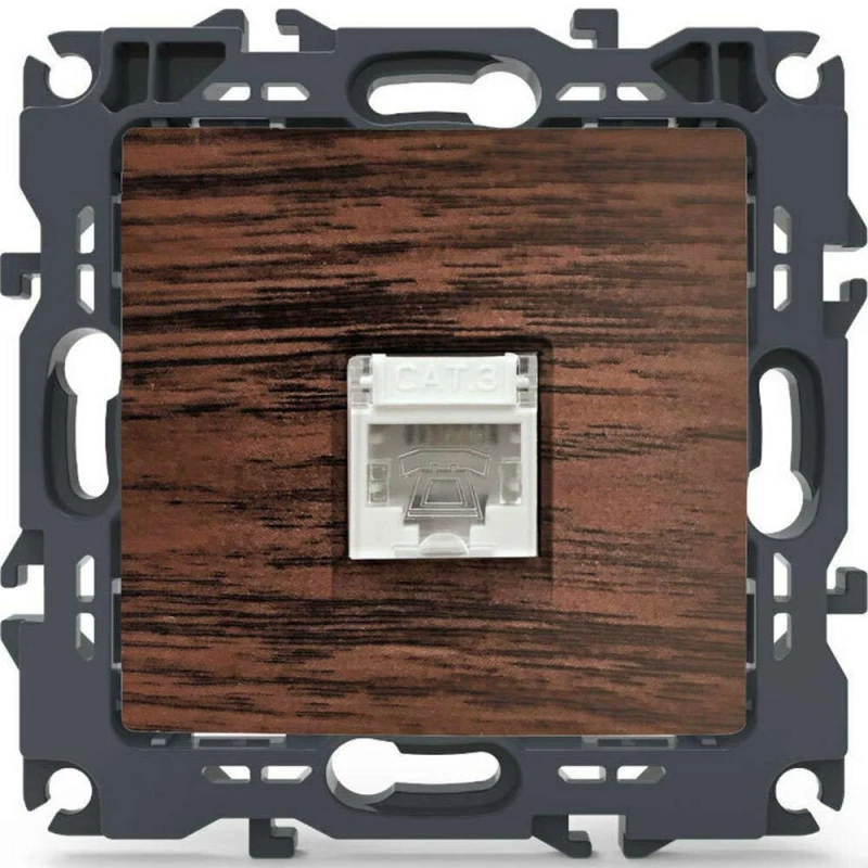 Πρίζα Τηλεφώνου Χωνευτή Prime 1000113006 1xRJ11 CAT3 Wood Effect Brown Aca