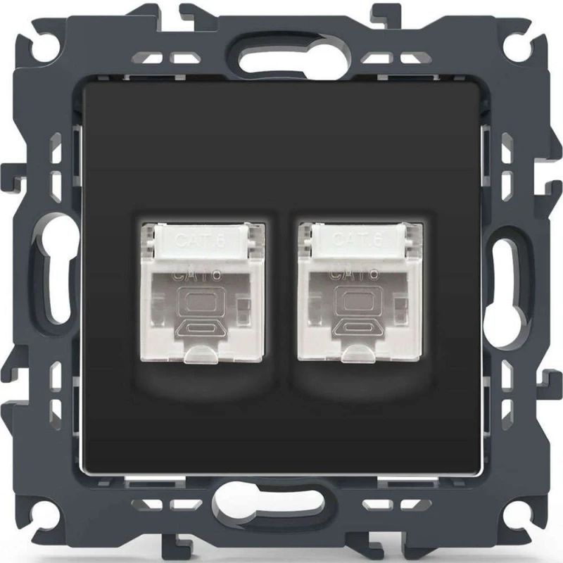 Πρίζα Δικτύου Χωνευτή Prime 1000113305 2xRJ45 CAT6 UTP Anthracite Aca