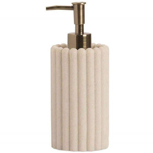 Δοχείο Κρεμοσάπουνου Stripes AH-BA24514 Φ7x17cm Beige Andrea House Πολυρεσίνη