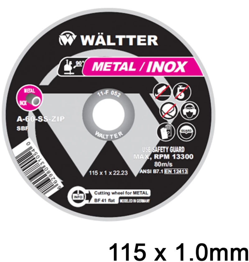 Δίσκοι Κοπής Σιδήρου / INOX 115x1.0mm WALTTER - 1151022