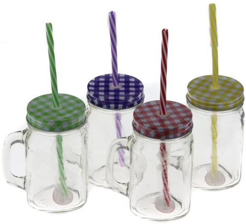 Βάζο Με Καλαμάκι Διάφανο Σχέδιο Καρώ 400ml Viosarp - 5206753017400