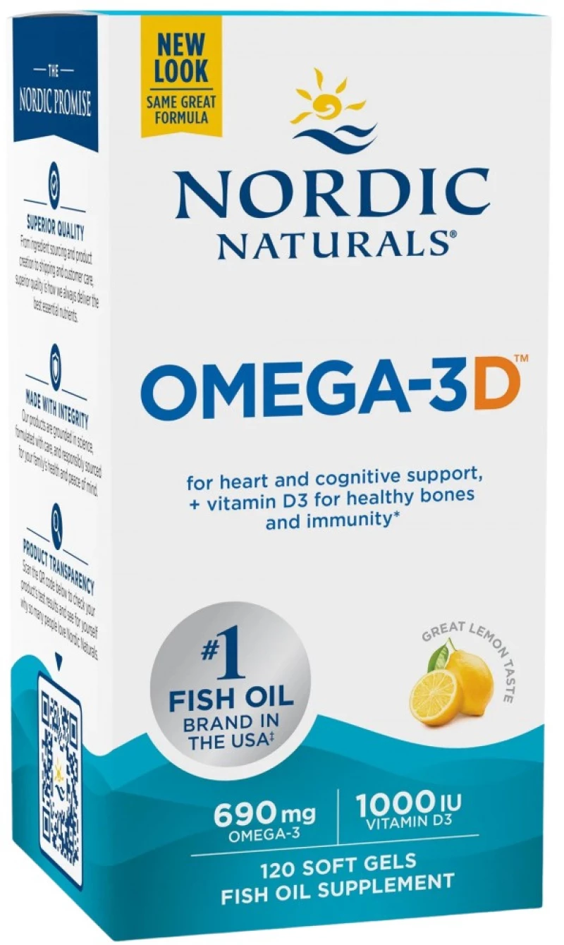 Nordic Naturals Omega-3D 690 mg [120 Softgels] Λεμόνι