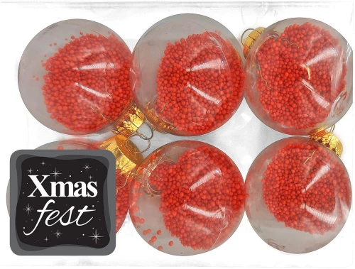 Μπάλες με γέμιση κόκκινο χιόνι πακ=6τεμ φ6cm Φ6cm Xmasfest 1132840 93-2820
