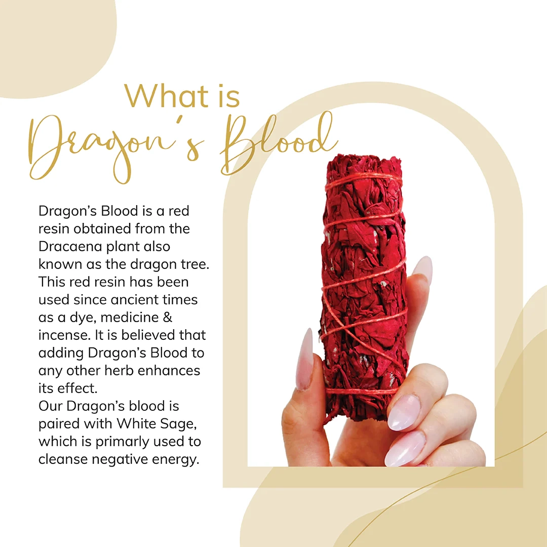 Ραβδί Λευκό Φασκόμηλο - Αίμα Δράκου Dragon's Blood Sage Smudge Stick 10cm