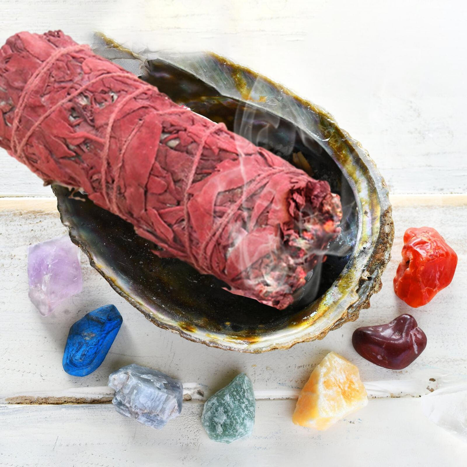 Ραβδί Λευκό Φασκόμηλο - Αίμα Δράκου Dragon's Blood Sage Smudge Stick 10cm