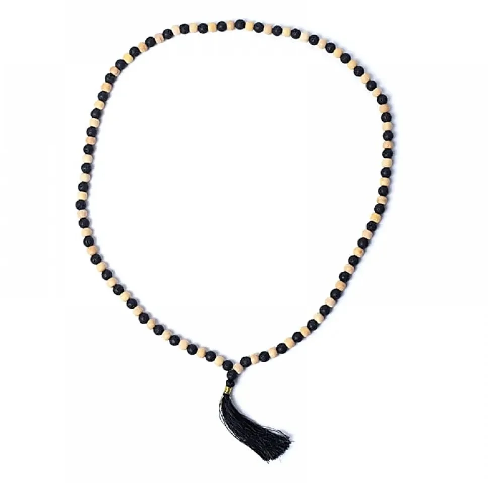 Μάλα Διαλογισμού από 108 λίθους Tulsi και Μαύρης Λάβας (Lavastone)