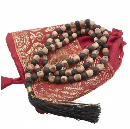 Μάλα Διαλογισμού από 108 λίθους Tulsi και Μαύρης Λάβας (Lavastone)