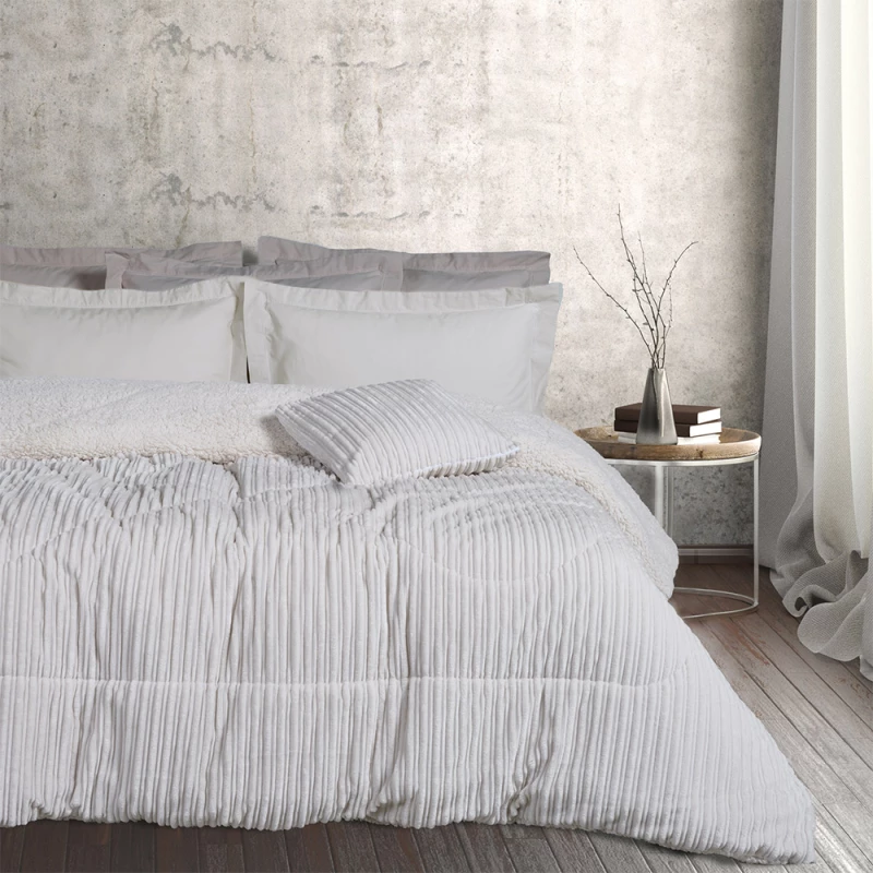 Κουβερτοπάπλωμα sherpa μονό ιβουάρ 160x220cm Das Home 1178