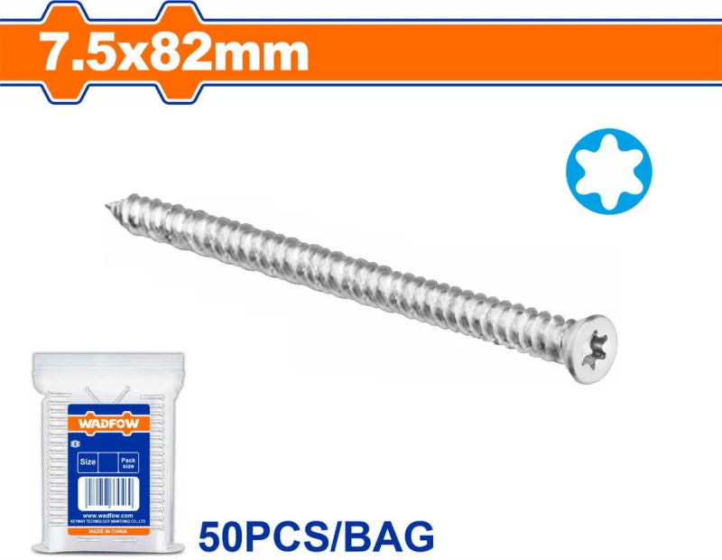 WADFOW Τσιμεντόβιδα TORX γαλβανιζέ 7.5 X 82 50 τεμάχια (WXSN915)