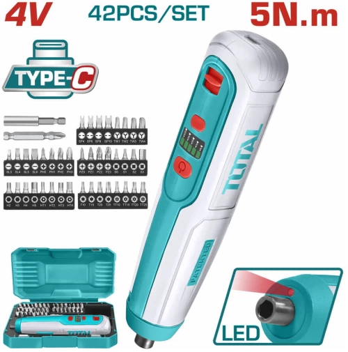 TOTAL Κατσαβίδι μπαταρίας Li-ion 4V / 1.3Ah / 5Nm Type-C (TSDLI0406)