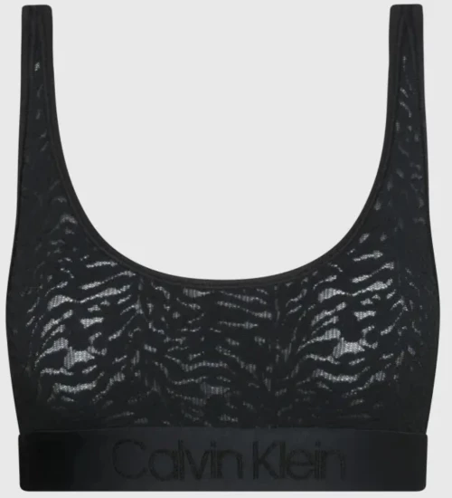 Γυναικείο BRALETTE ΜΕ ΔΑΝΤΕΛΑ Calvin Klein -Polyester - Logo Λάστιχο -Μαύρο - Regular Fit