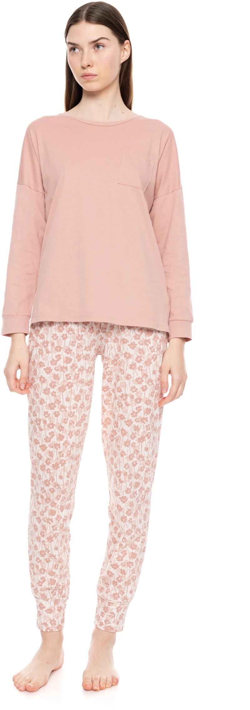 Γυναικεία Πυτζάμα Pink Label - Floral Print - Ροζ - Cotton - Regular Fit