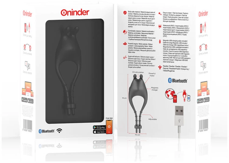 ONINDER - PAMPA RECHARGEABLE ADJUSTABLE VIBRATOR RING WITH CLITORIS STIMULATOR 10 SPEED - FREE APP