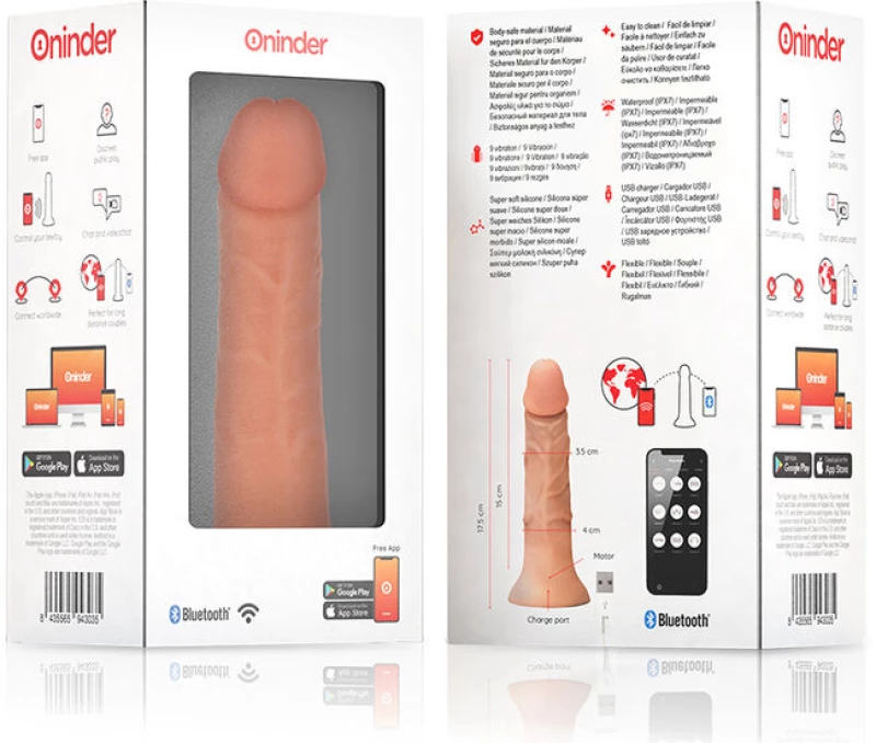 ONINDER - SMALL BOGOTÃ VIBRATOR DILDO 9 SPEEDS NATURAL 22 CM -O- 4.5 CM - FREE APP