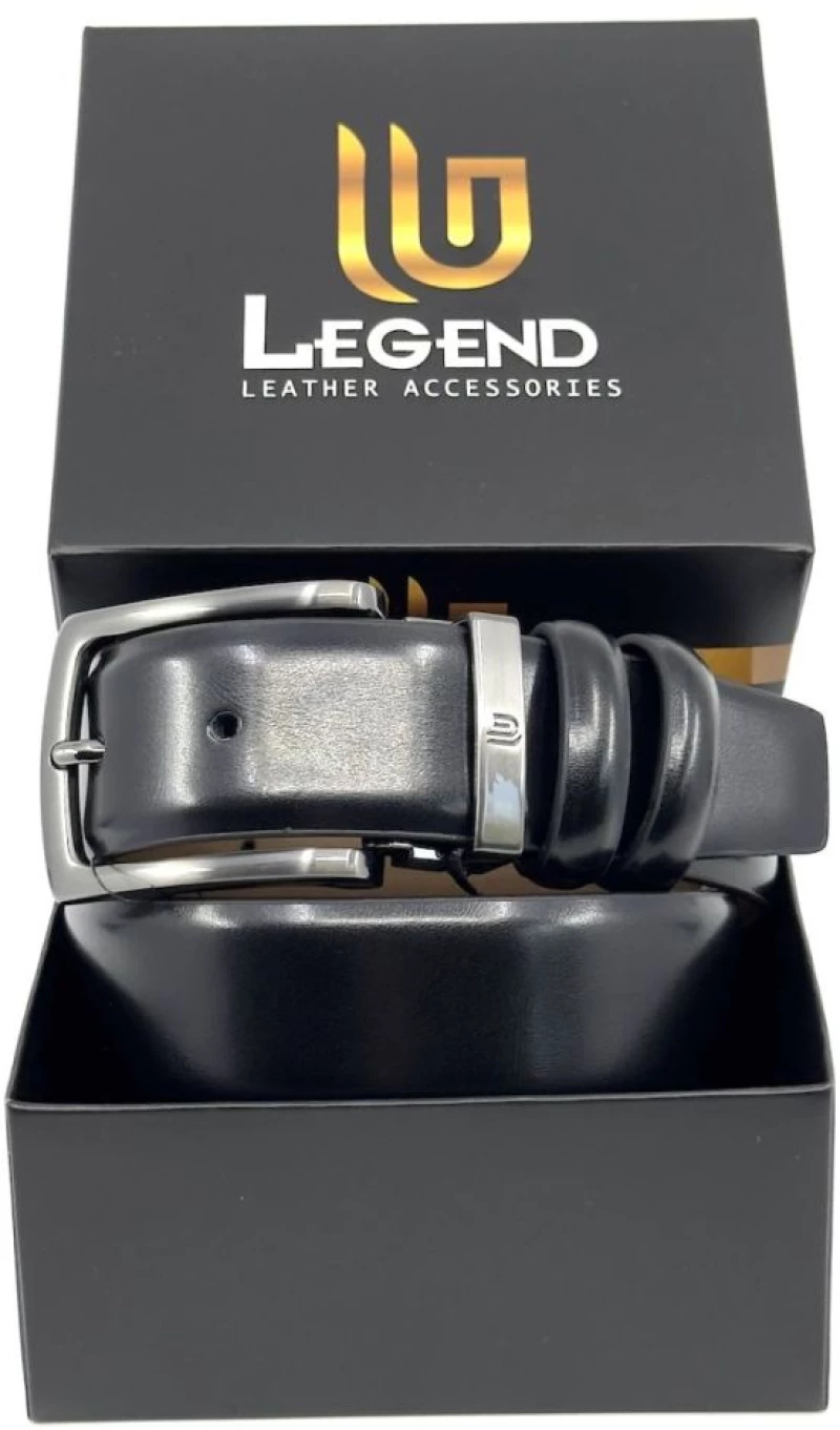 LEGEND Ανδρική μαύρη δερμάτινη ζώνη LGD-2008/t/black.