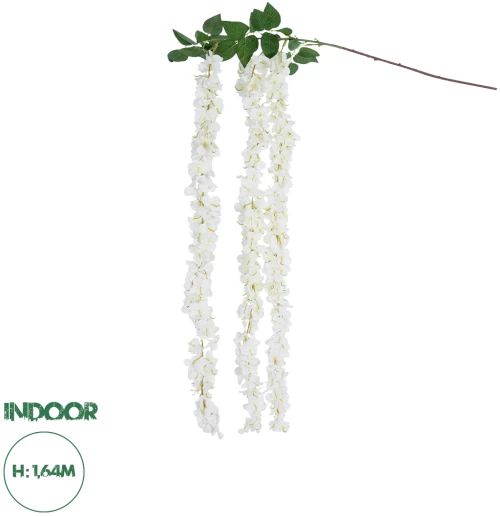 GloboStar® Artificial Garden WHITE WISTERIA FLOWER BRANCH 21516 Τεχνητό Διακοσμητικό κλαδί Βιστέρια Λευκό Φ45 x Υ164cm