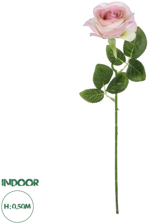 GloboStar® Artificial Garden LIGHT PINK ROSE  BRANCH 21137 Τεχνητό Διακοσμητικό Κλαδί Ανοιχτό ΡοζΤριαντάφυλλο Y50cm