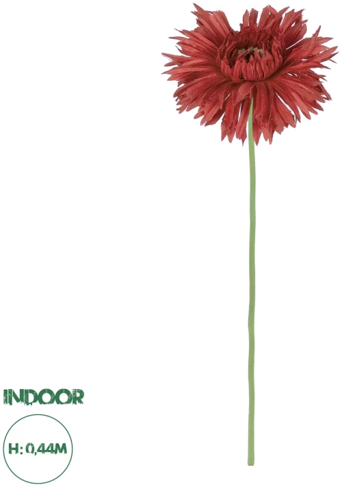 GloboStar® Artificial Garden RED GERBERA BRANCH 21207 Τεχνητό Διακοσμητικό Κλαδί Ζέρμπερας Κόκκινο Y44cm