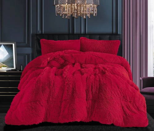 Κουβερτοπάπλωμα μαλλιαρό (170cm x 220cm) red