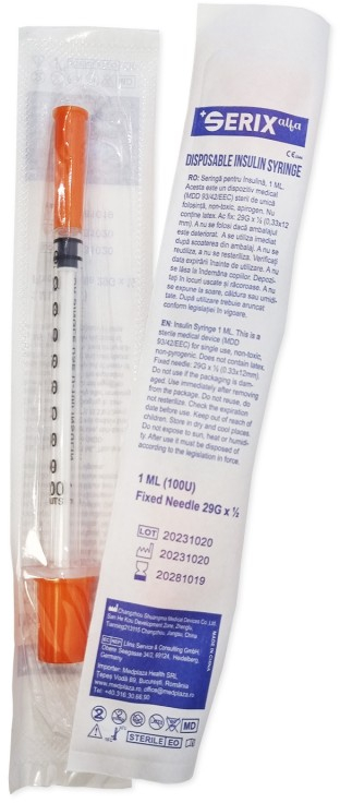 Μονή Σύριγγα Ινσουλίνης Serix 1ml 29G x ½