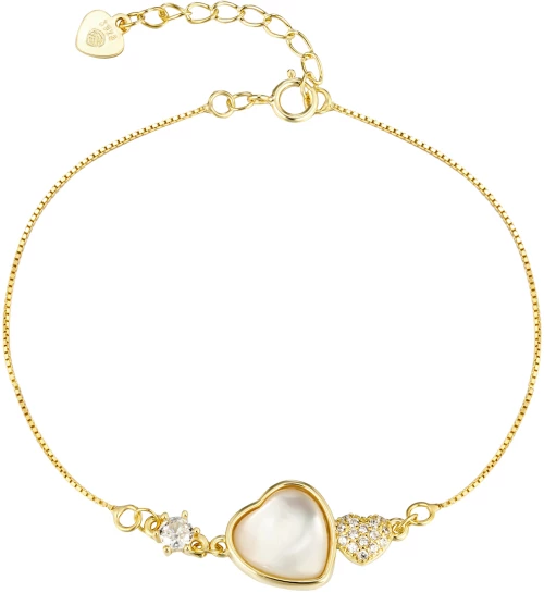 Γυναικείο βραχιόλι ασήμι 925 Prince silvero καρδιές με φίλντισι και πέτρες ζιργκόν επίχρυσο 3a-br766-3