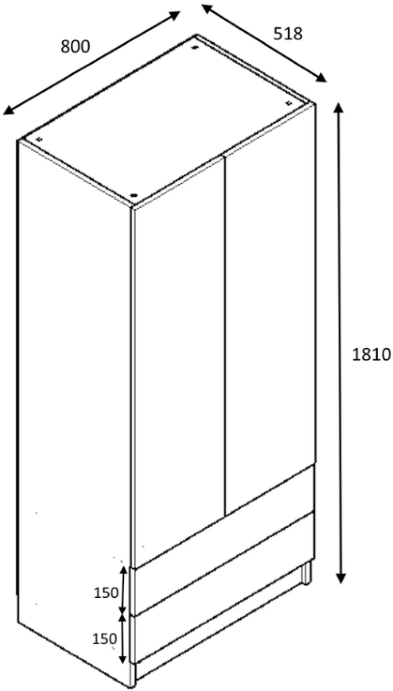 Ντουλάπα ρούχων Ricardo Megapap δίφυλλη χρώμα καρυδί 80x51,8x181εκ.
