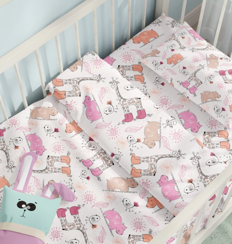 Σεντόνια Σετ Jungle Pink - 125x175(x2)+30x40(x1)