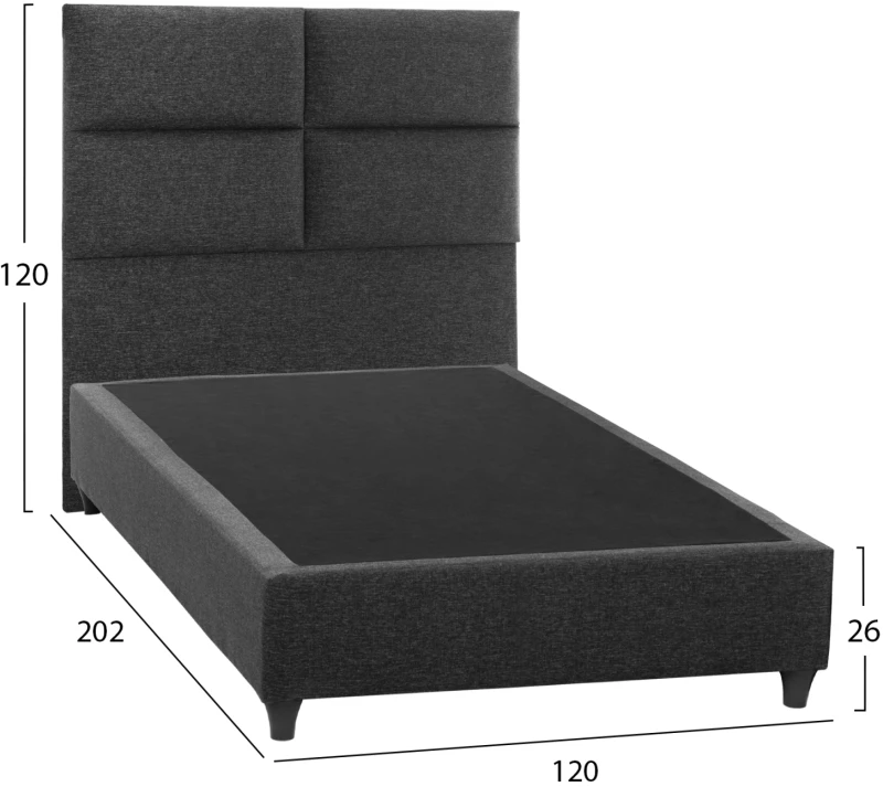 ΚΡΕΒΑΤΙ MILO ΑΠΟ ΓΚΡΙ ΥΦΑΣΜΑ HM646.01 ΓΙΑ ΣΤΡΩΜΑ 120x200 εκ.