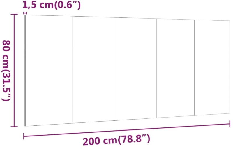 vidaXL Κεφαλάρι Κρεβατιού Μαύρο 200x1,5x80 εκ. από Επεξεργασμένο Ξύλο