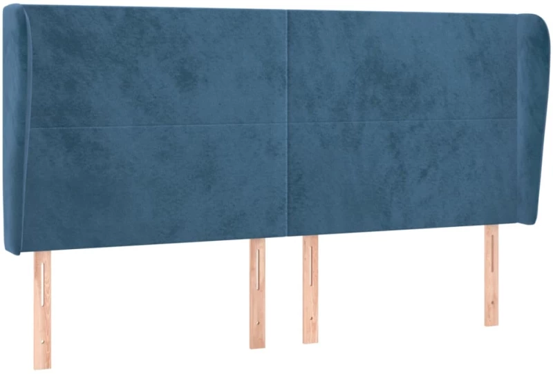 vidaXL Κεφαλάρι με ΠτερύγιαΣκούρο Μπλε 203x23x118/128 εκ. Βελούδινο
