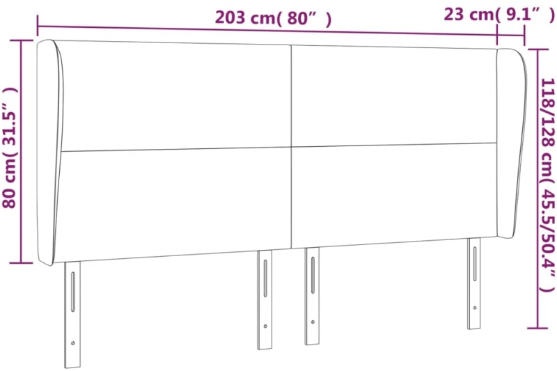 vidaXL Κεφαλάρι με ΠτερύγιαΣκούρο Μπλε 203x23x118/128 εκ. Βελούδινο