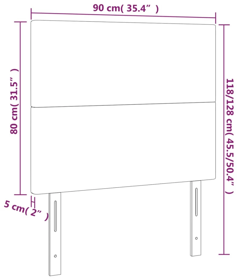 vidaXL Κεφαλάρι Κρεβατιού LED Γκρι 90x5x118/128 εκ