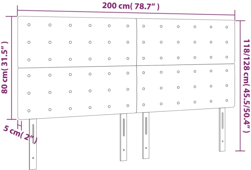 vidaXL Κεφαλάρι Κρεβατιού LED Λευκό 200x5x118/128 εκ