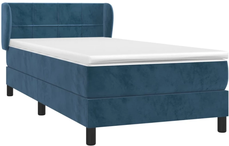 vidaXL Κρεβάτι Boxspring με Στρώμα Σκούρο Μπλε 100x200 εκ. Βελούδινο