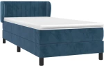 vidaXL Κρεβάτι Boxspring με Στρώμα Σκούρο Μπλε 100x200 εκ. Βελούδινο