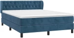 vidaXL Κρεβάτι Boxspring με Στρώμα Σκούρο Μπλε 140x200 εκ. Βελούδινο