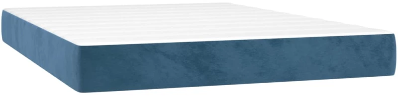 vidaXL Κρεβάτι Boxspring με Στρώμα Σκούρο Μπλε 140x200 εκ. Βελούδινο