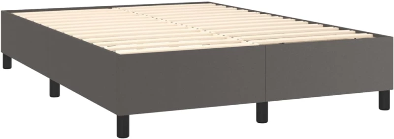vidaXL Κρεβάτι Boxspring με Στρώμα Γκρι 140x190εκ. από Συνθετικό Δέρμα