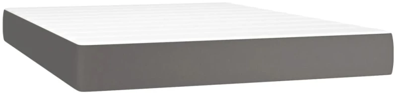 vidaXL Κρεβάτι Boxspring με Στρώμα Γκρι 140x190εκ. από Συνθετικό Δέρμα