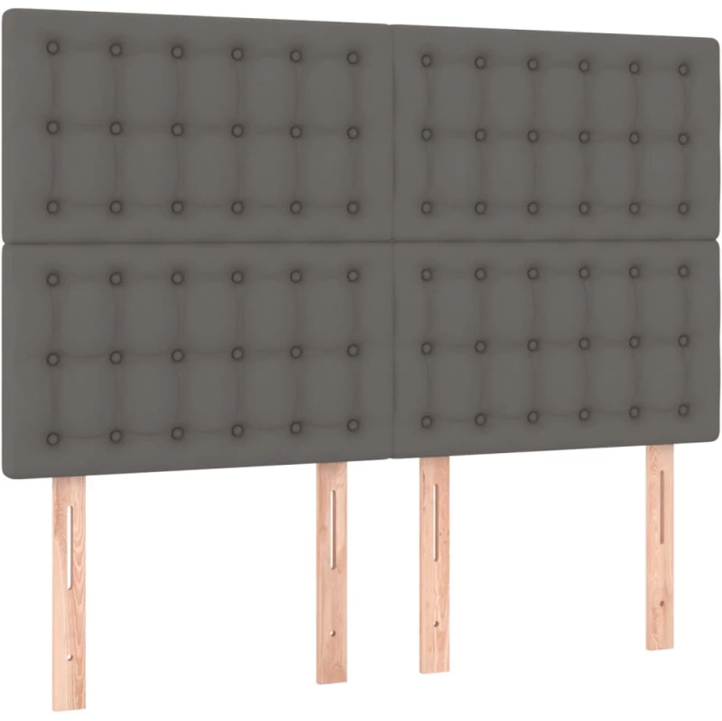 vidaXL Κρεβάτι Boxspring με Στρώμα Γκρι 140x190εκ. από Συνθετικό Δέρμα