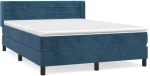 vidaXL Κρεβάτι Boxspring με Στρώμα Σκούρο Μπλε 140x190 εκ. Βελούδινο