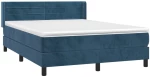 vidaXL Κρεβάτι Boxspring με Στρώμα Σκούρο Μπλε 140x190 εκ. Βελούδινο
