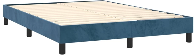 vidaXL Κρεβάτι Boxspring με Στρώμα Σκούρο Μπλε 140x190 εκ. Βελούδινο